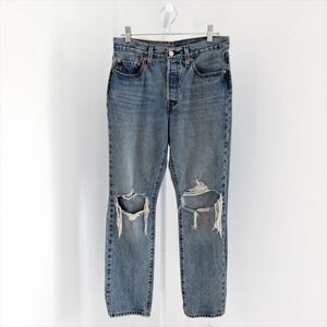 Levis 501 Jeans Size 28x30 Blue Distressed Denim